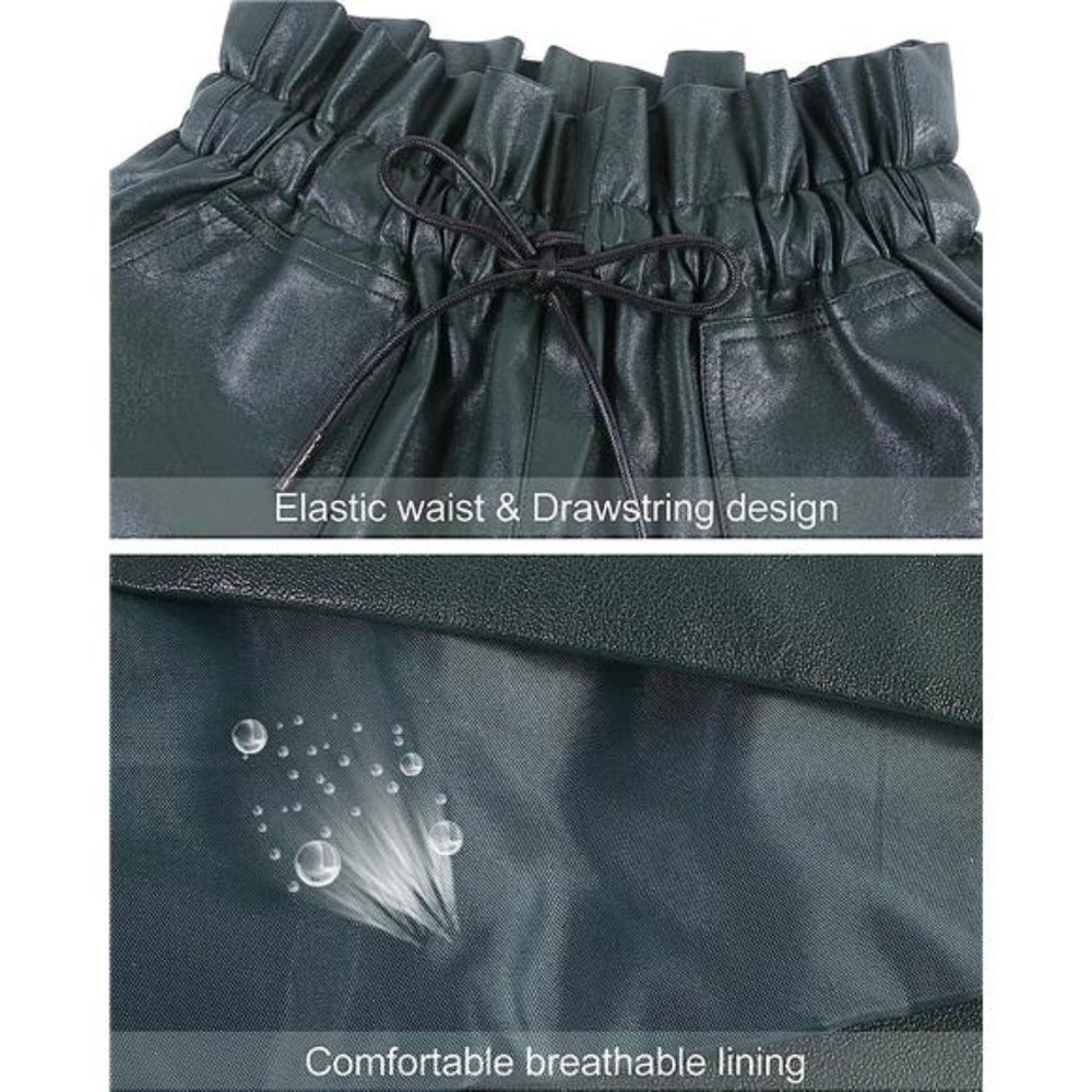 Green color Faux High Waisted Wide Leg Sexy Shorts - Picture 4 of 7